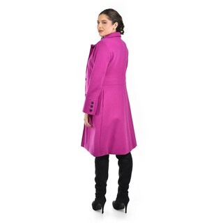 Foto 3 | Abrigo Recto Con Botones Frontales Roman Fashion /juvenil 3014 (magenta) Fucsia Oscuro