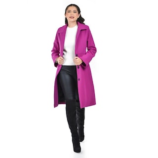 Foto 4 | Abrigo Recto Con Botones Frontales Roman Fashion /juvenil 3014 (magenta) Fucsia Oscuro