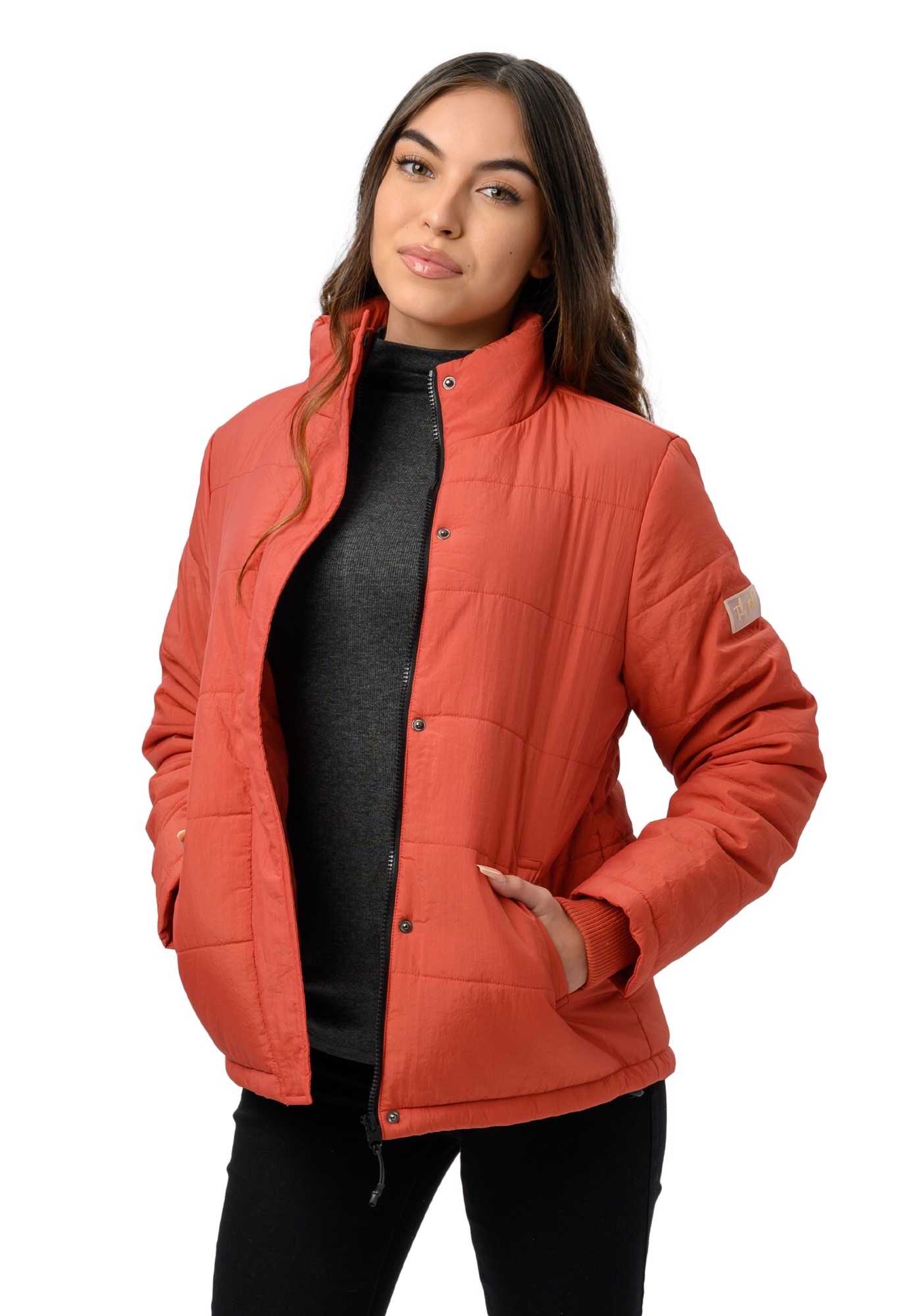 Foto 1 | Chamarra Térmica Ajustable Regular Fit Truly Bella color Rojo Coral