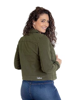 Foto 2 | Chamarra Indicum Denim Green Slim Fit color Verde para Mujer