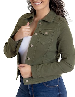Foto 3 | Chamarra Indicum Denim Green Slim Fit color Verde para Mujer