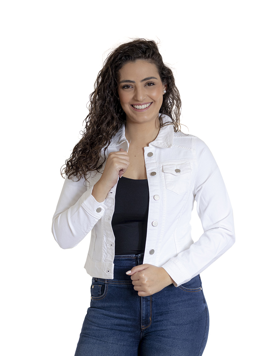Foto 1 | Chamarra Indicum Denim Pale Slim Fit color Blanco para Mujer