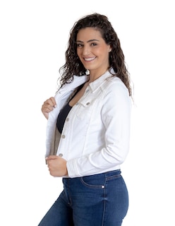 Foto 2 | Chamarra Indicum Denim Pale Slim Fit color Blanco para Mujer