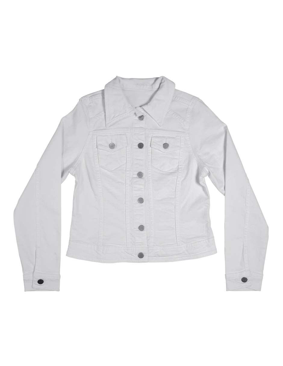 Foto 5 | Chamarra Indicum Denim Pale Slim Fit color Blanco para Mujer