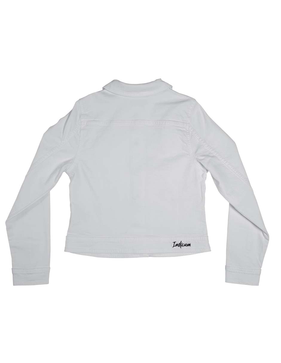 Foto 6 | Chamarra Indicum Denim Pale Slim Fit color Blanco para Mujer
