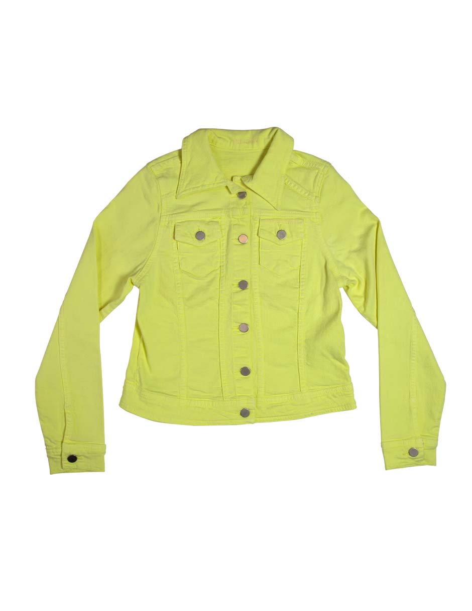 Foto 5 pulgar | Chamarra Indicum Denim High Slim Fit color Amarillo Fosforescente para Mujer