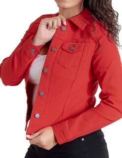 Foto 3 | Chamarra Indicum Denim Rosso Slim Fit Roja para Mujer