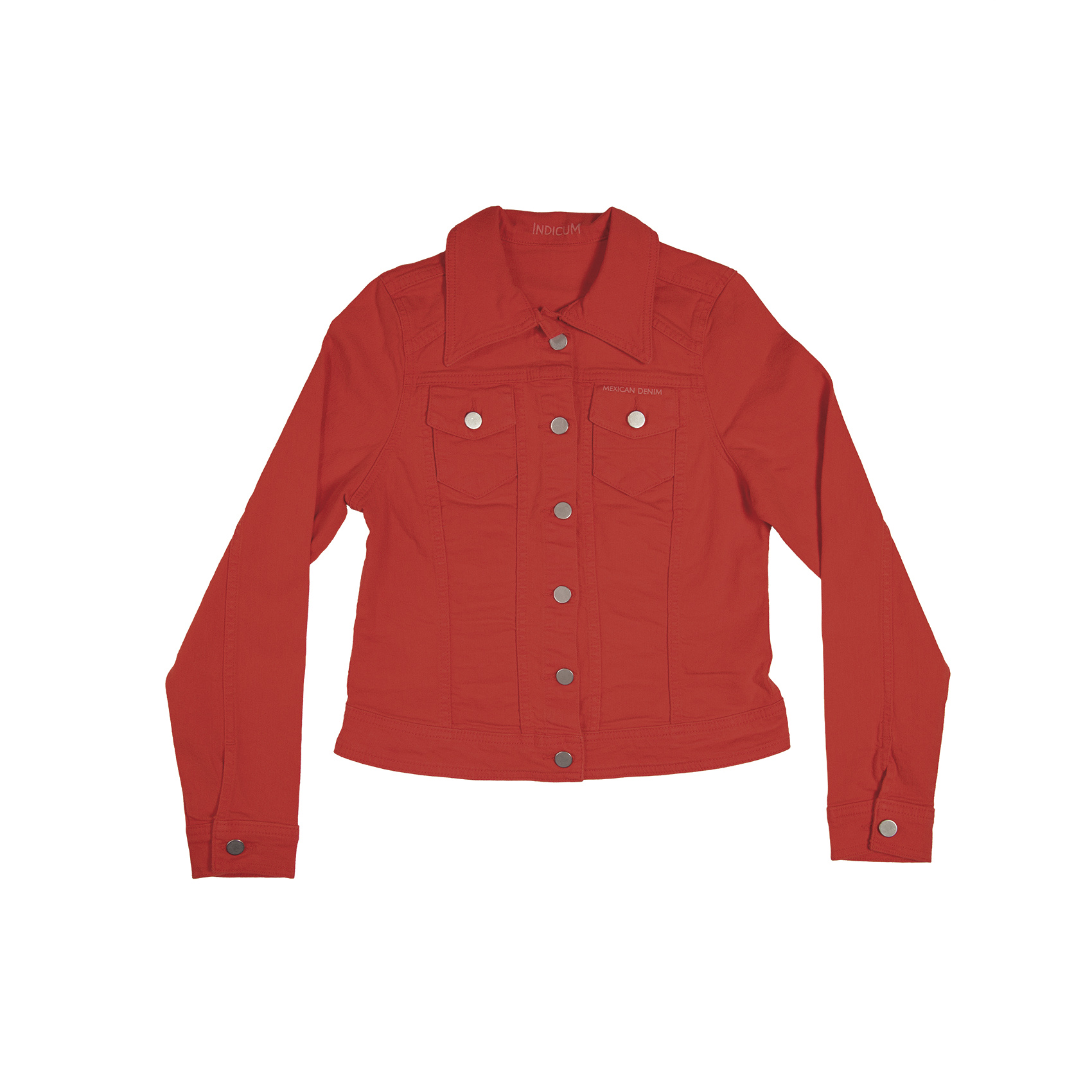 Foto 5 pulgar | Chamarra Indicum Denim Rosso Slim Fit Roja para Mujer
