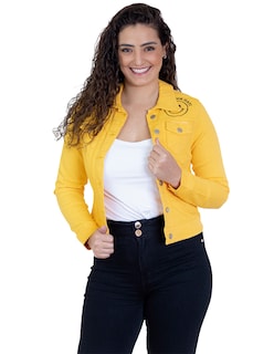 Foto 1 | Chamarra para Dama Indicum Happy Slim Fit color Amarillo