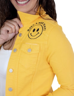 Foto 3 | Chamarra para Dama Indicum Happy Slim Fit color Amarillo