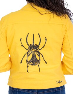 Foto 3 | Chamarra para Dama Indicum Beatle Slim Fit color Amarillo