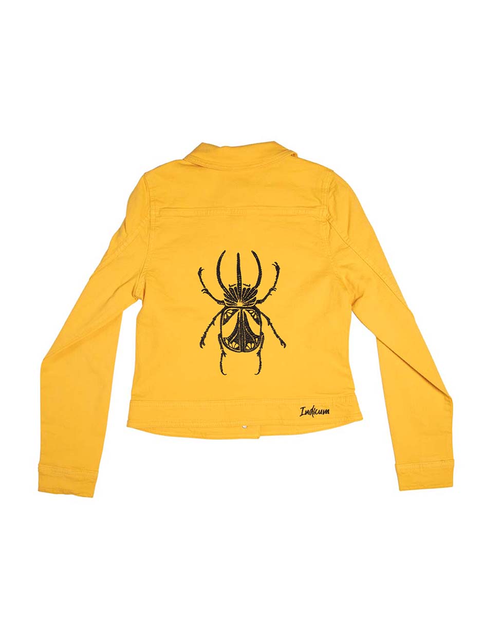 Foto 5 | Chamarra para Dama Indicum Beatle Slim Fit color Amarillo