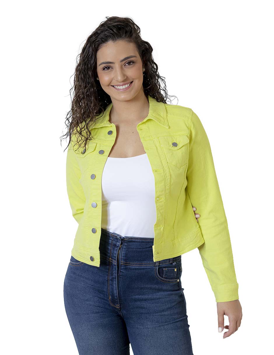 Foto 1 | Chamarra para Dama Indicum Ideas Slim Fit color  Amarillo Fosforescente