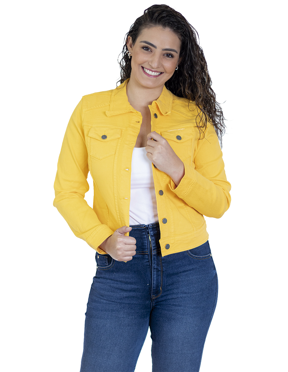 Foto 1 | Chamarra para Dama Indicum Hakuna Slim Fit color Amarillo