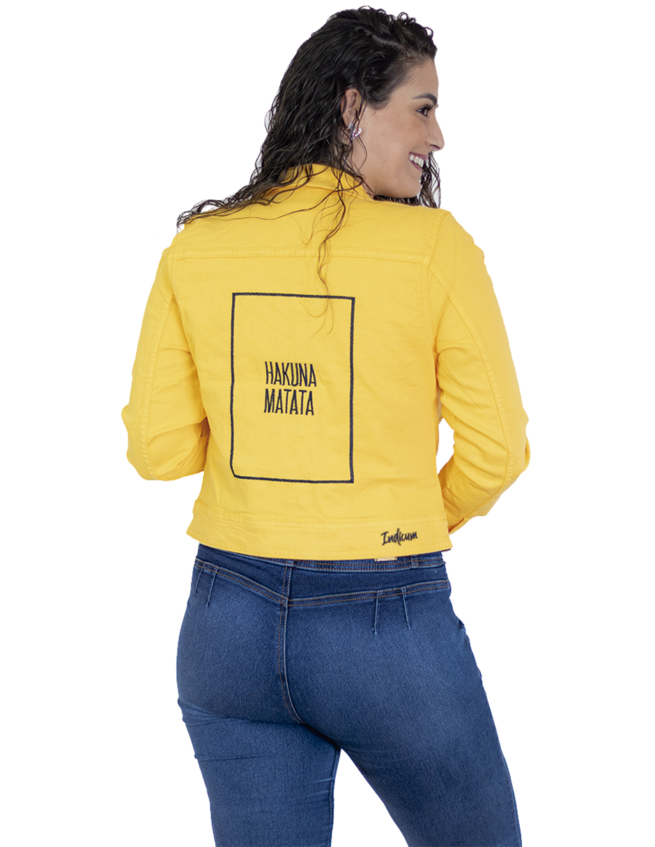 Foto 2 | Chamarra para Dama Indicum Hakuna Slim Fit color Amarillo