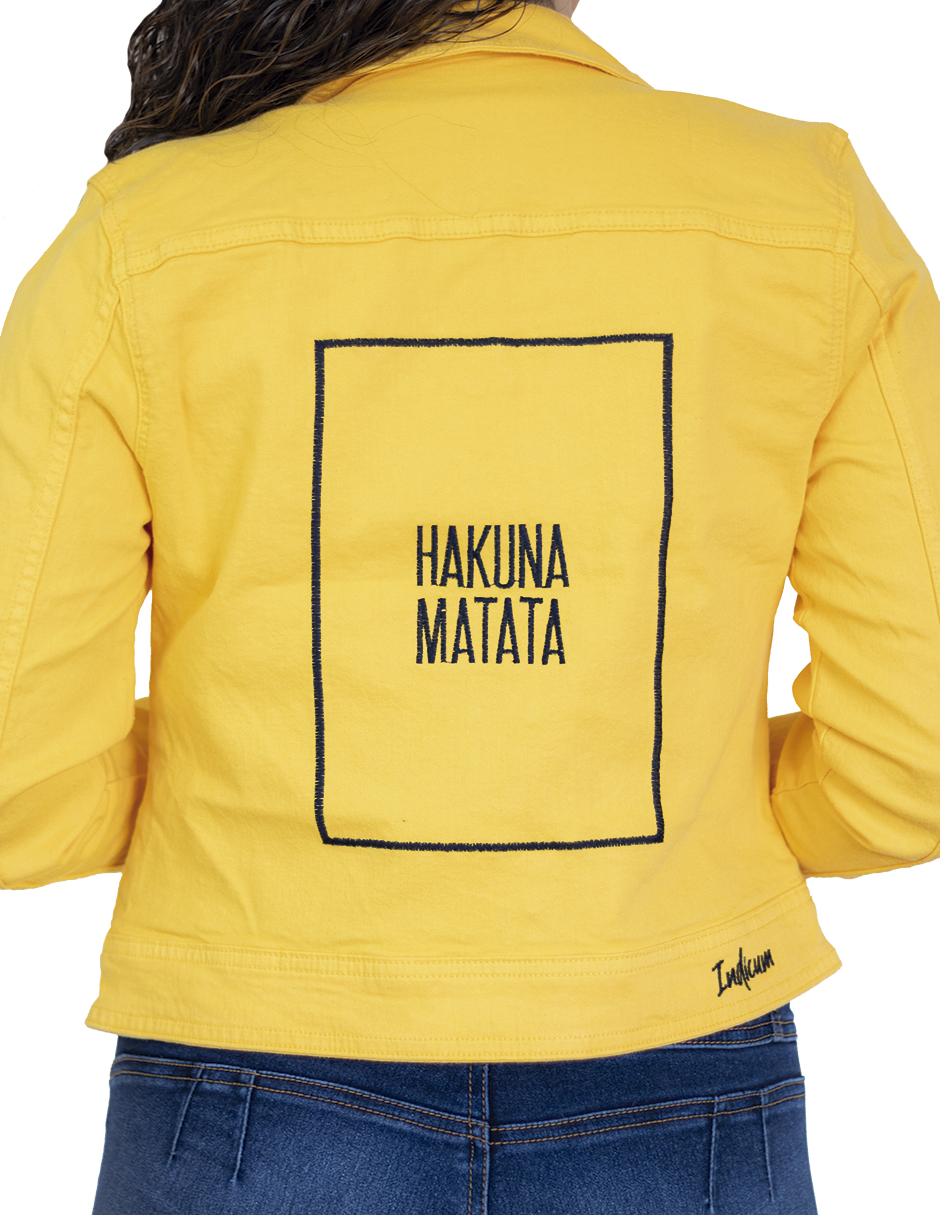Foto 3 | Chamarra para Dama Indicum Hakuna Slim Fit color Amarillo