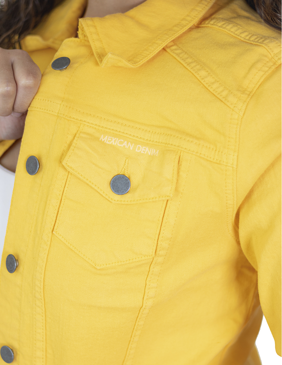 Foto 4 | Chamarra para Dama Indicum Hakuna Slim Fit color Amarillo