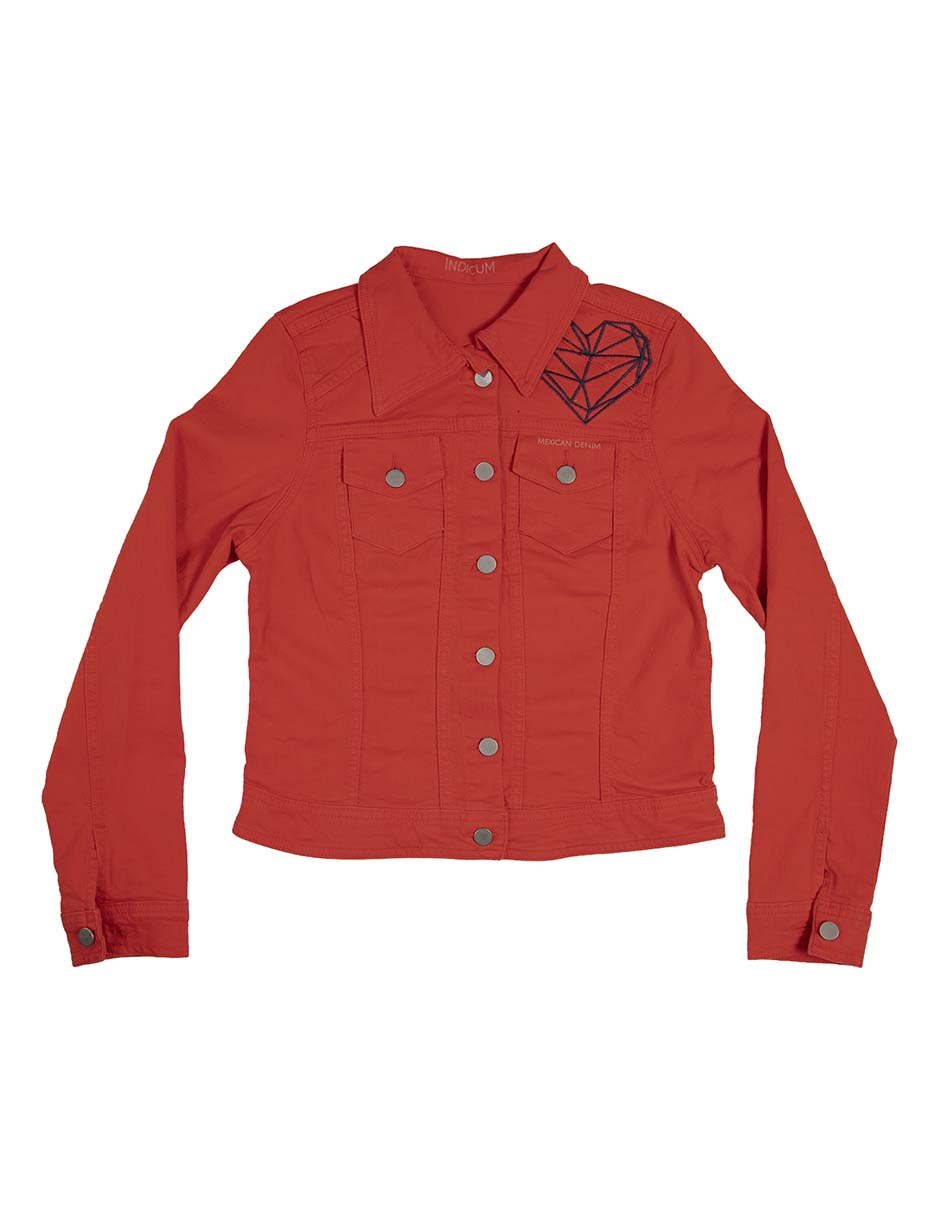 Foto 4 | Chamarra De Mezclilla Indicum Diamond Slim Fit Color Rojo