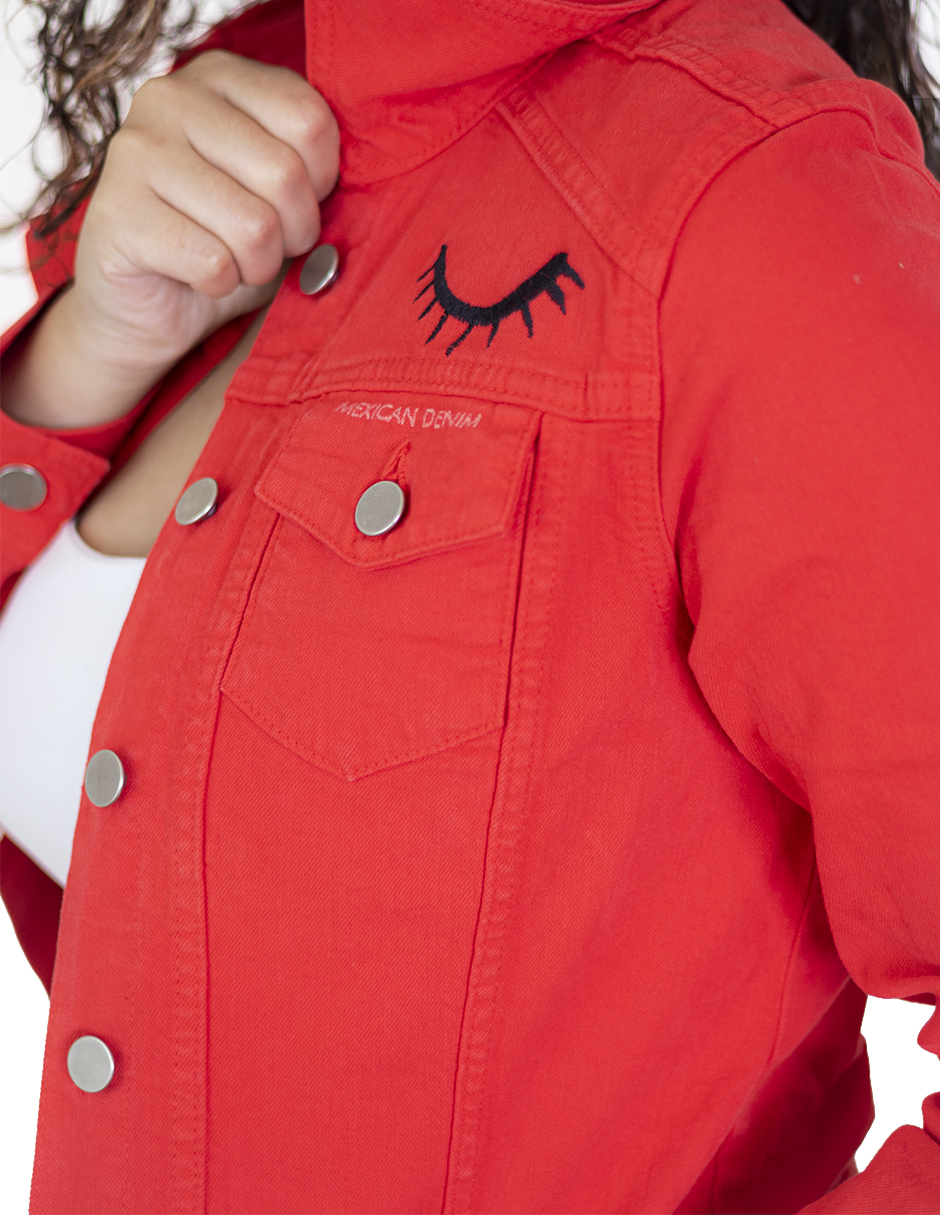 Foto 4 | Chamarra para Dama Indicum Blink Slim Fit color Rojo