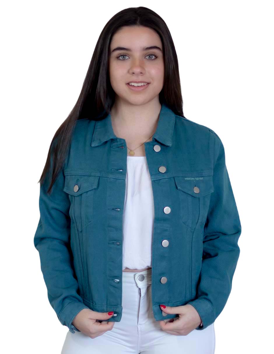 Foto 1 | Chamarra Indicum Denim color Verde para Mujer