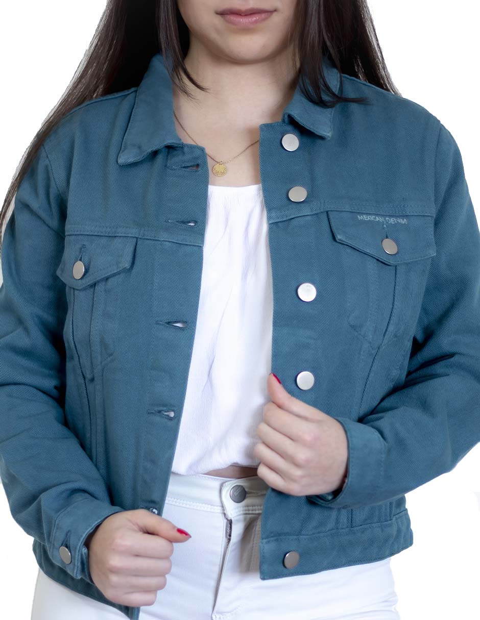 Foto 3 | Chamarra Indicum Denim color Verde para Mujer