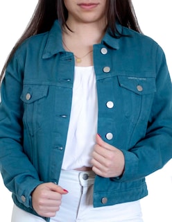 Foto 3 | Chamarra Indicum Denim color Verde para Mujer