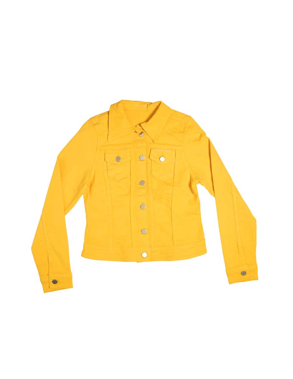 Foto 6 | Chamarra Indicum Denim color Amarillo para Mujer