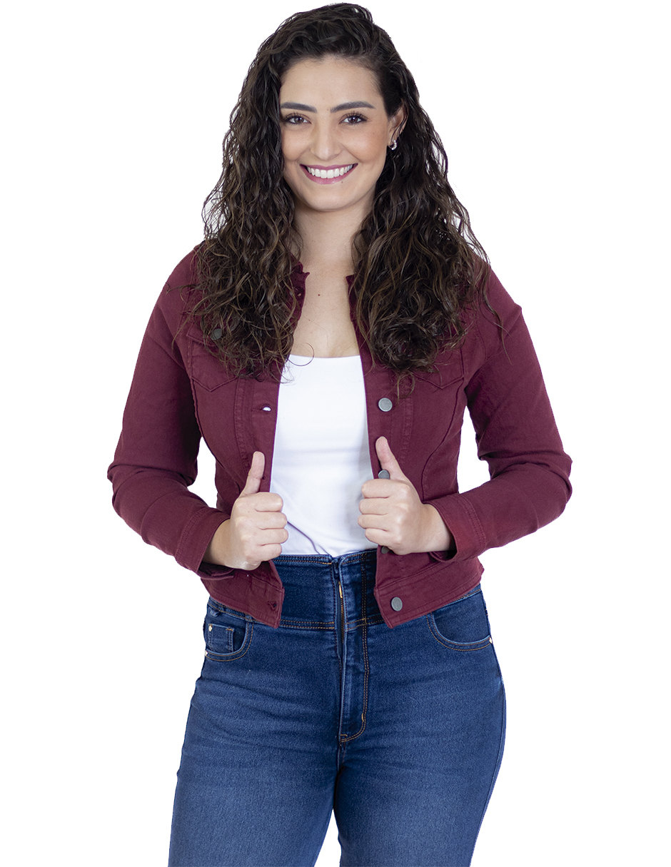 Foto 2 pulgar | Chamarra Indicum Denim color Tinto para Mujer