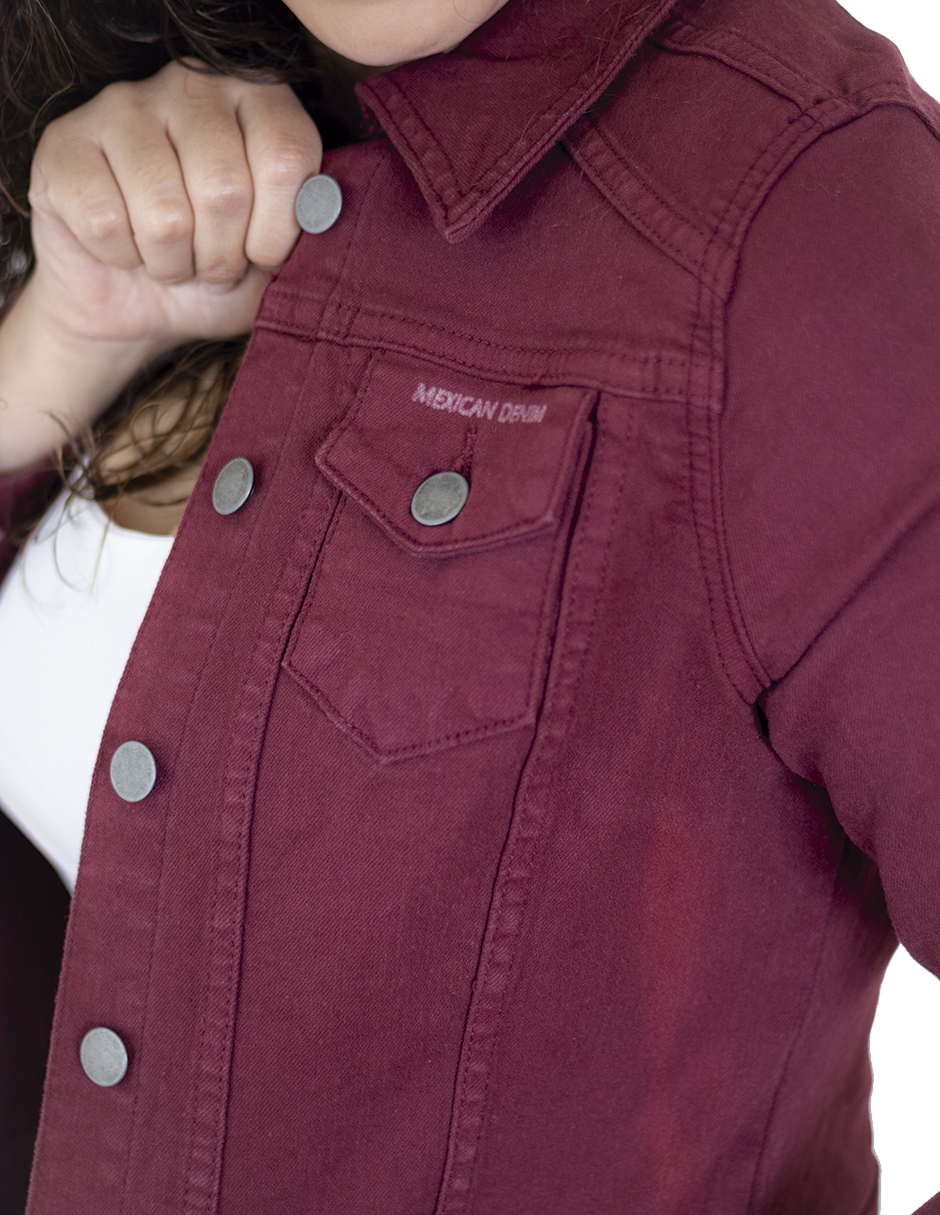 Foto 5 pulgar | Chamarra Indicum Denim color Tinto para Mujer
