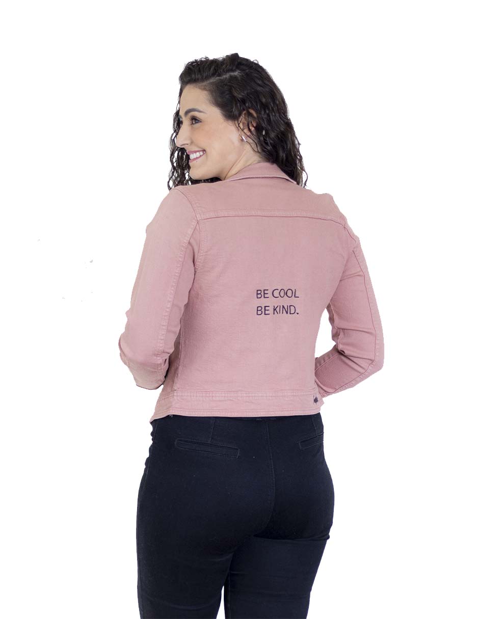 Foto 3 pulgar | Chamarra Indicum Denim color Rosa para Mujer