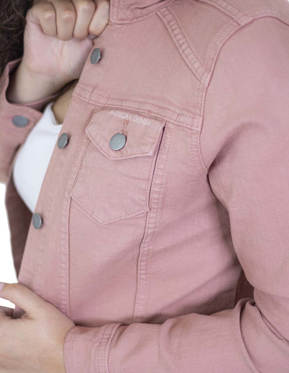 Foto 5 pulgar | Chamarra Indicum Denim color Rosa para Mujer
