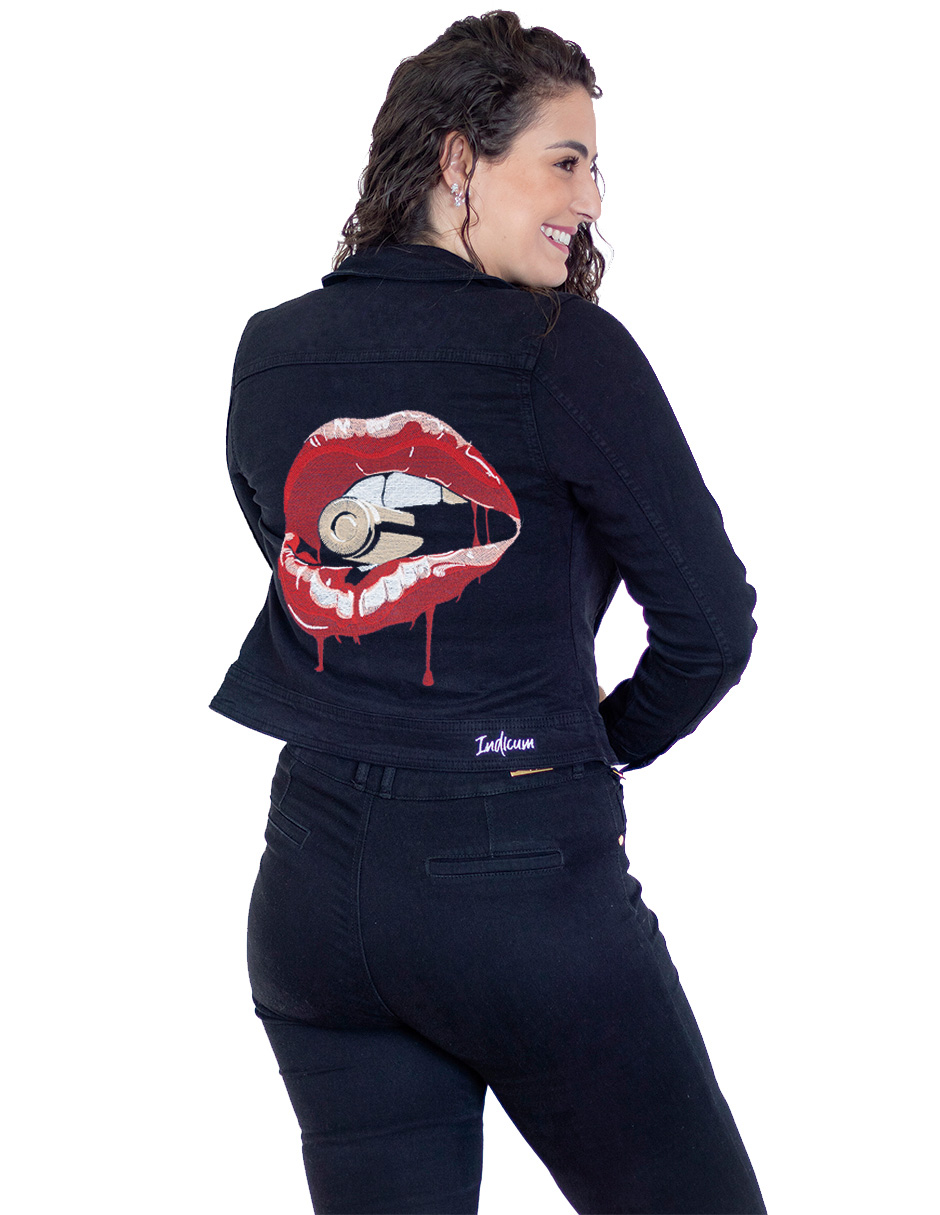 Foto 2 | Chamarra de Mezclilla Indicum Denim Lips color Negro Slim Fit