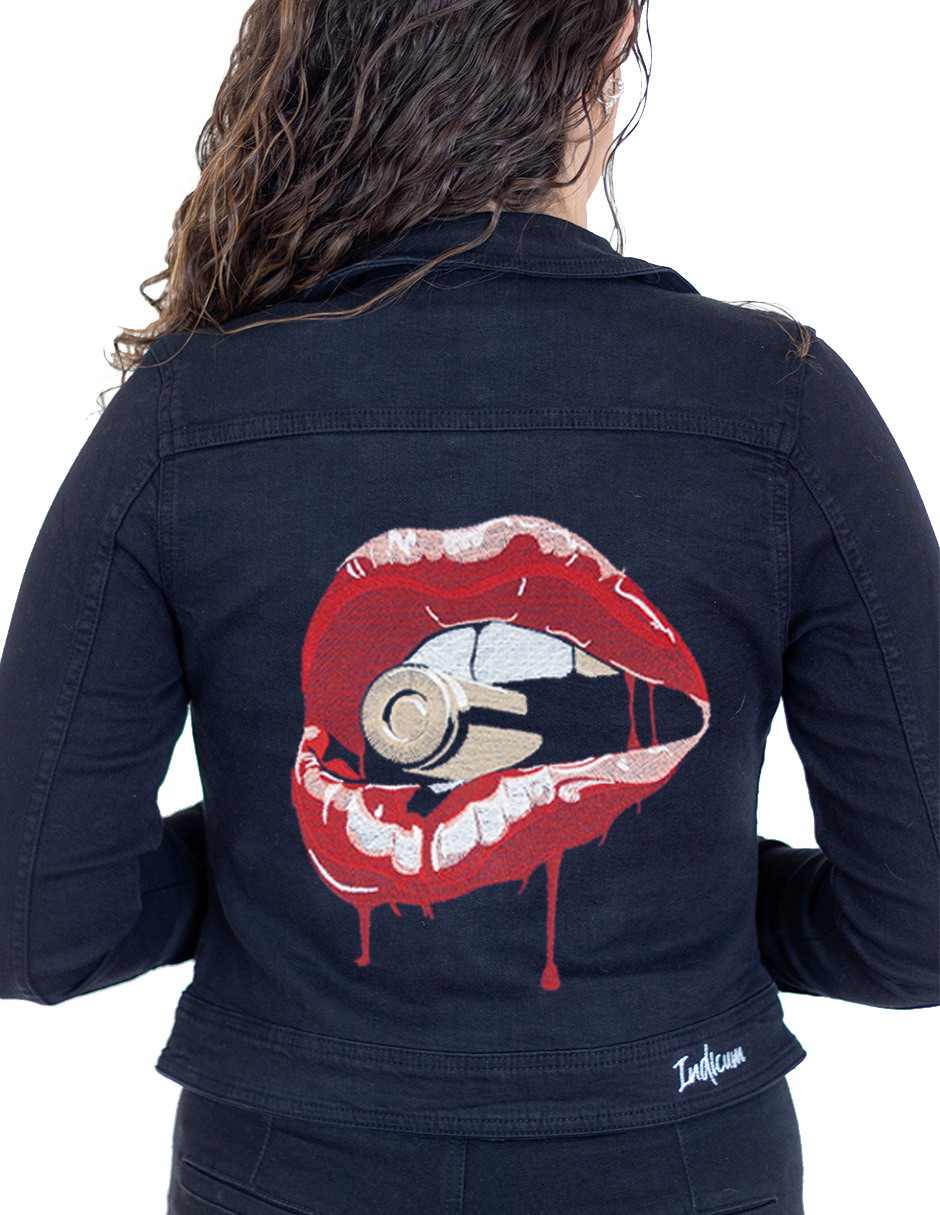 Foto 4 pulgar | Chamarra de Mezclilla Indicum Denim Lips color Negro Slim Fit