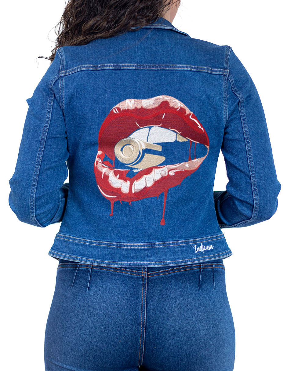 Foto 2 | Chamarra de Mezclilla Indicum Denim Lips color Azul Slim Fit