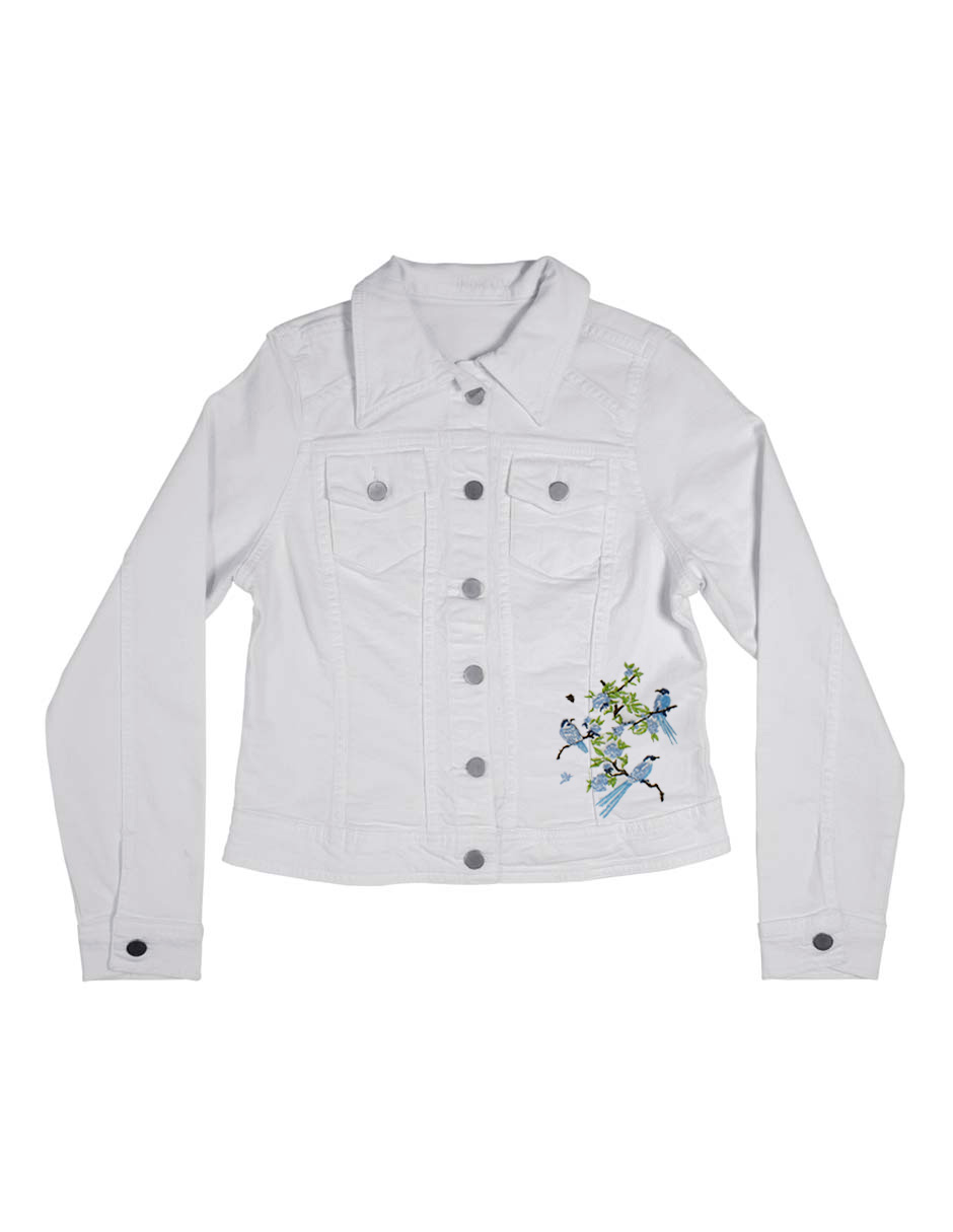 Foto 4 | Chamarra De Mezclilla Indicum Birds Slim Fit Color Blanco