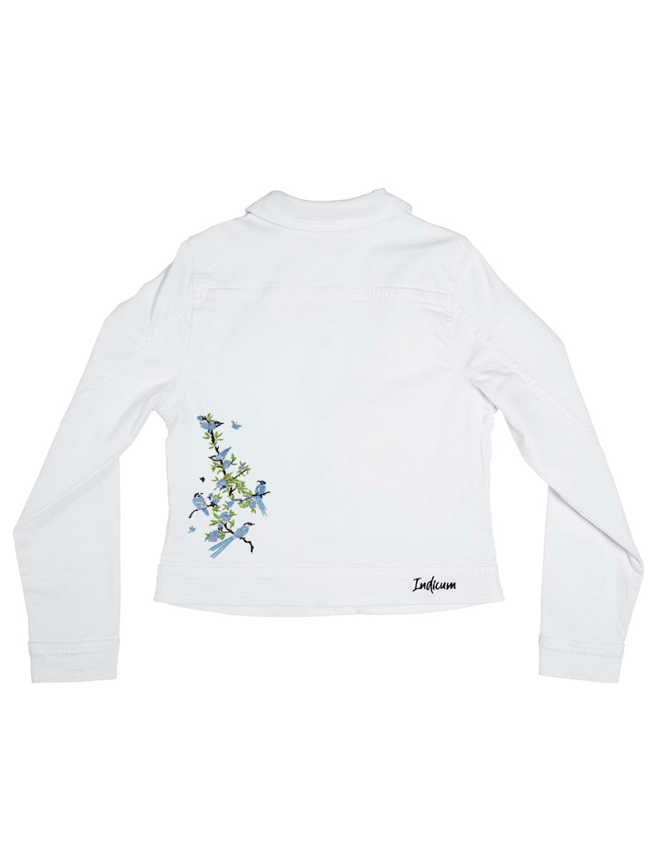 Foto 5 | Chamarra De Mezclilla Indicum Birds Slim Fit Color Blanco