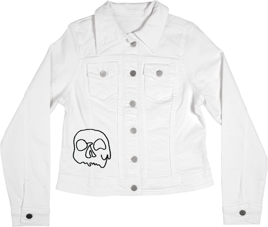 Foto 6 pulgar | Chamarra de Mezclilla Indicum Denim Skulls color Blanco Slim Fit