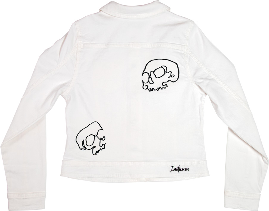 Foto 7 pulgar | Chamarra de Mezclilla Indicum Denim Skulls color Blanco Slim Fit