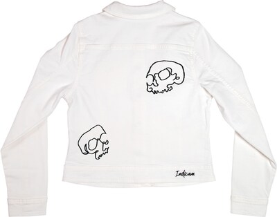 Foto 6 | Chamarra de Mezclilla Indicum Denim Skulls color Blanco Slim Fit