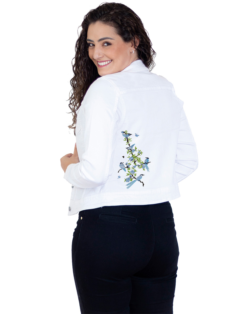 Foto 2 | Chamarra De Mezclilla Indicum Birds Slim Fit Color Blanco