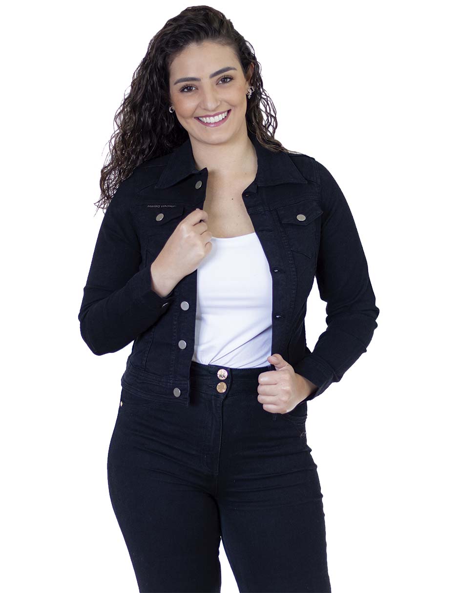 Foto 2 pulgar | Chamarra de Mezclilla Indicum Denim Friends color Negro Slim Fit