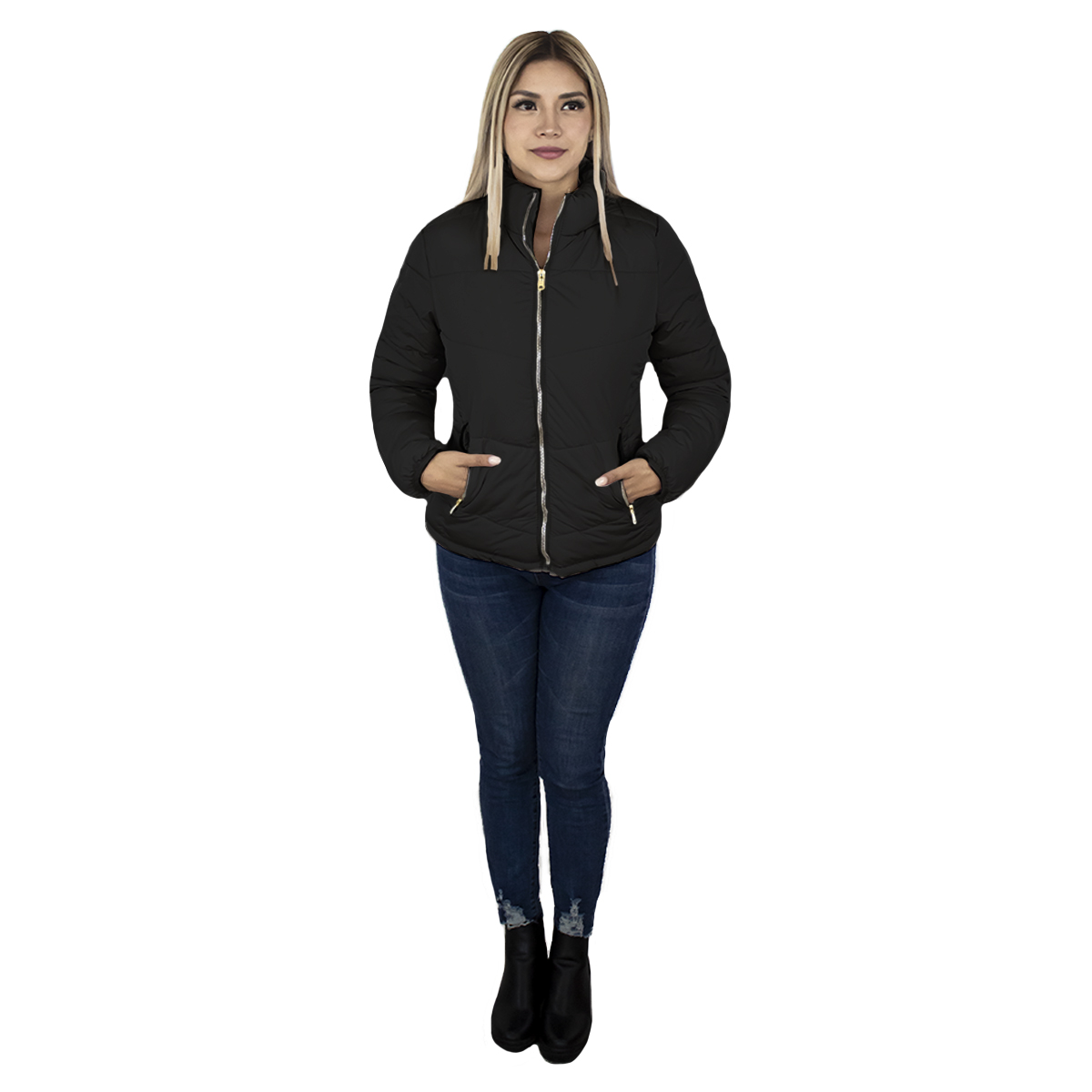 Foto 4 pulgar | Chamarra London Rock color Negro para Mujer