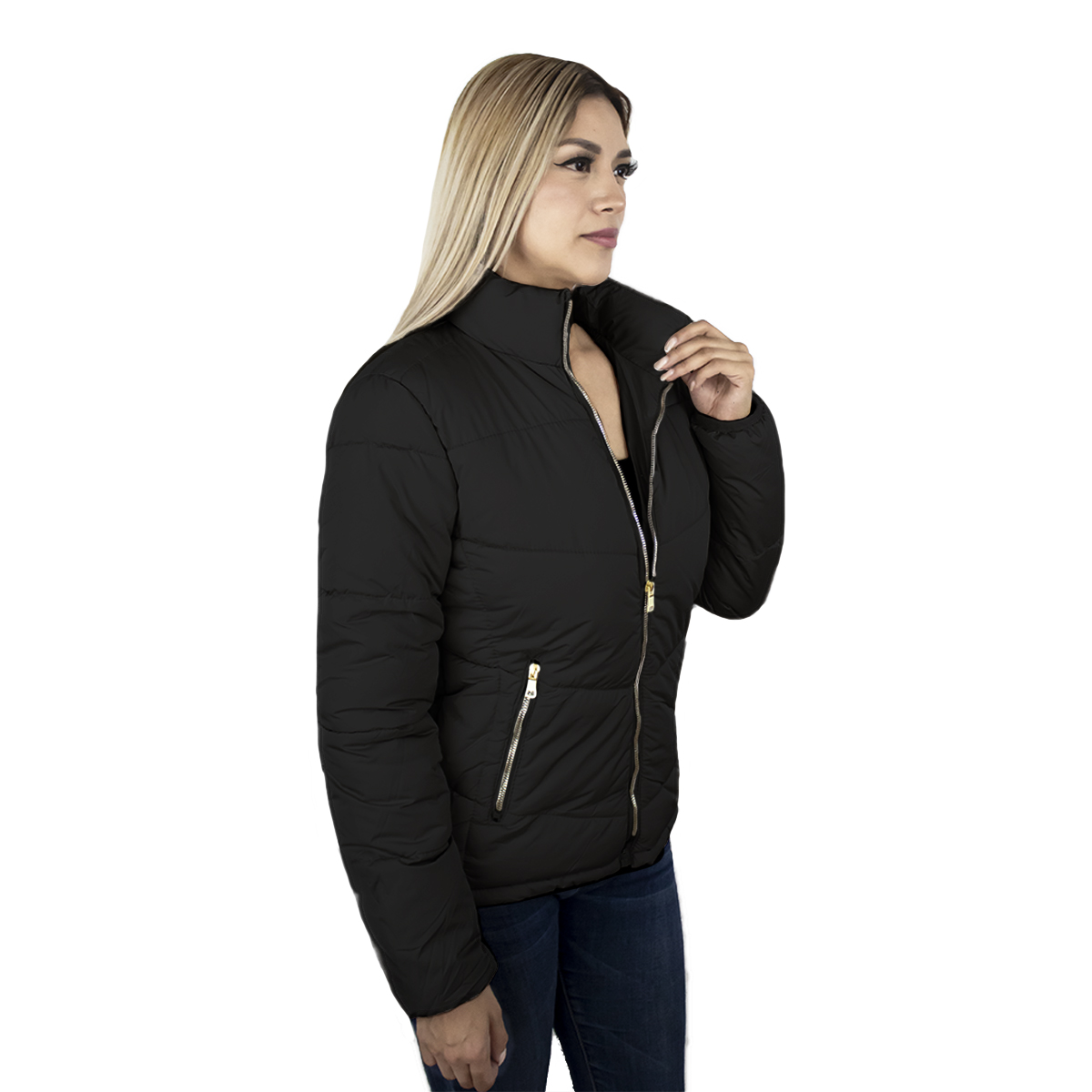 Foto 2 | Chamarra London Rock color Negro para Mujer