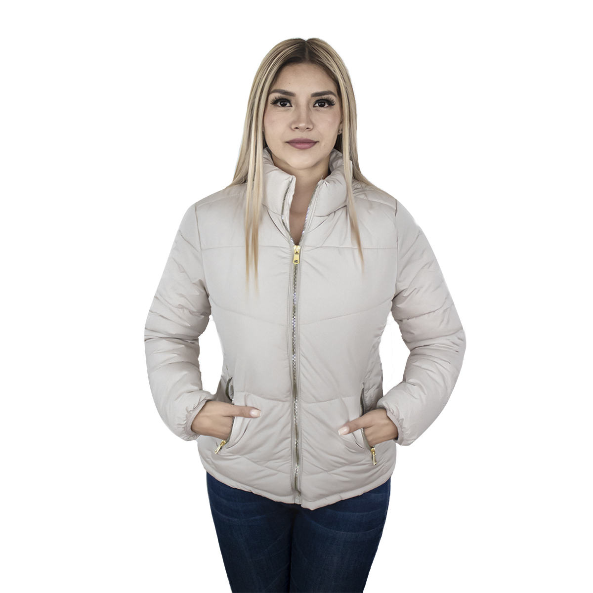 Chamarra London Rock color Beige para Mujer