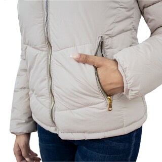 Foto 4 | Chamarra London Rock color Beige para Mujer