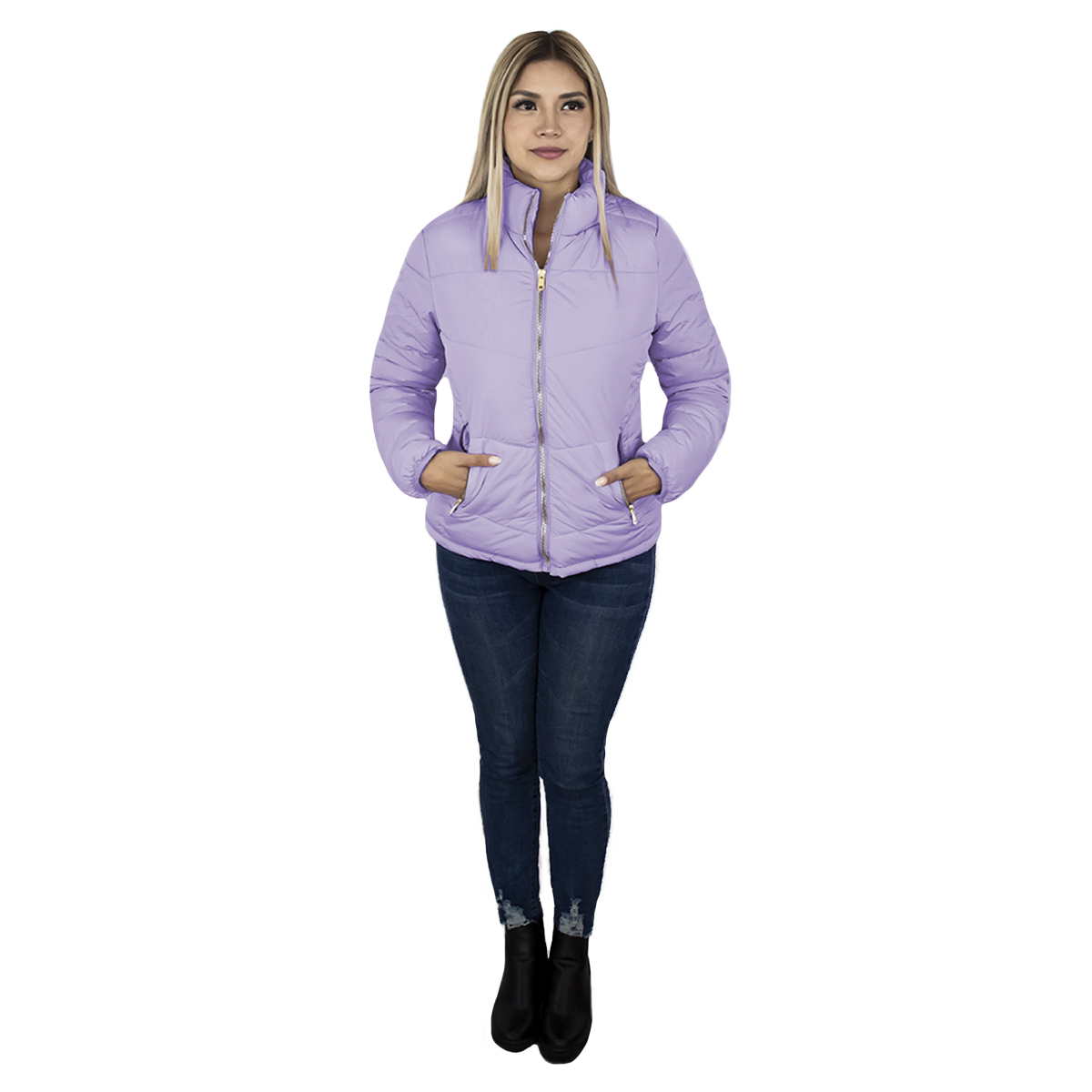 Foto 4 pulgar | Chamarra London Rock color Lila para Mujer