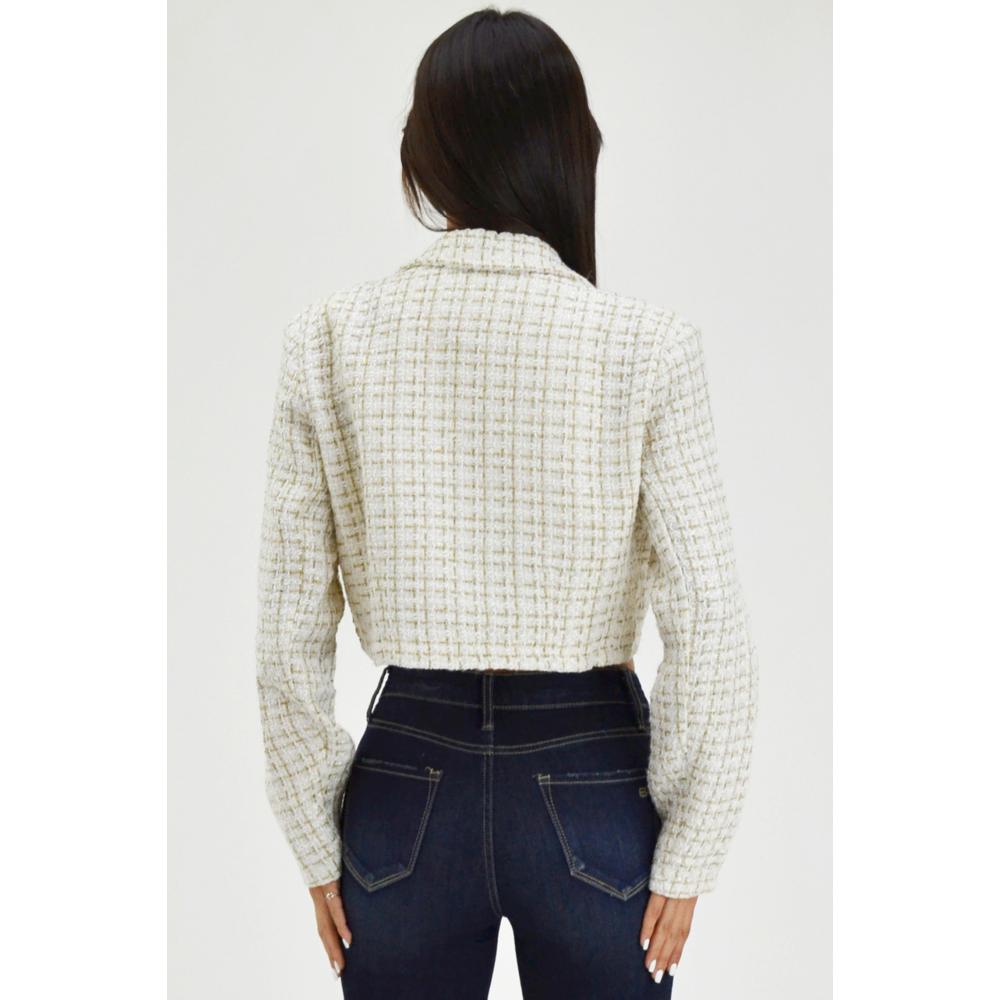 Foto 4 pulgar | Chaqueta Tipo Chanel Roman Fashion CH-JIR-8001 Blanco