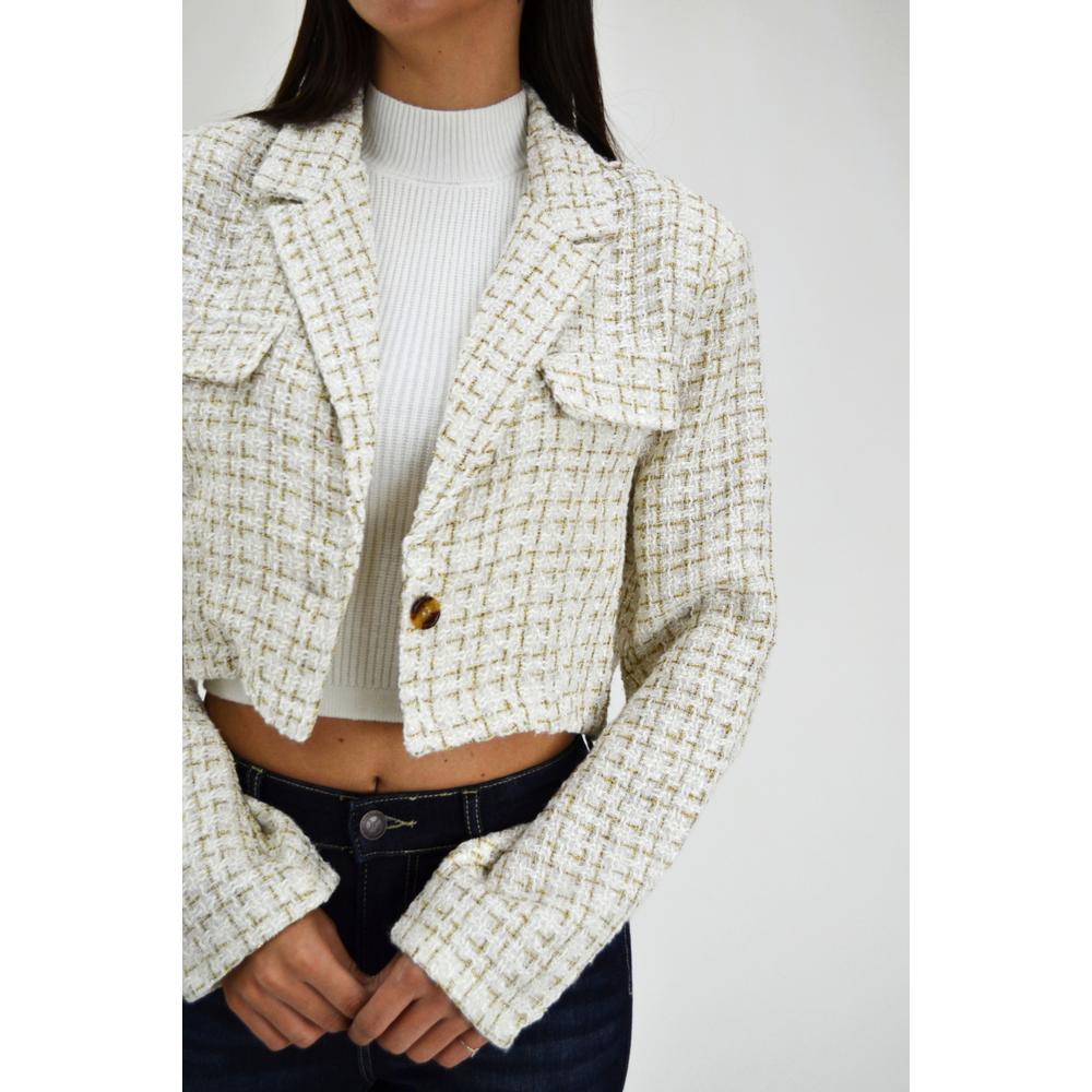 Foto 5 pulgar | Chaqueta Tipo Chanel Roman Fashion CH-JIR-8001 Blanco