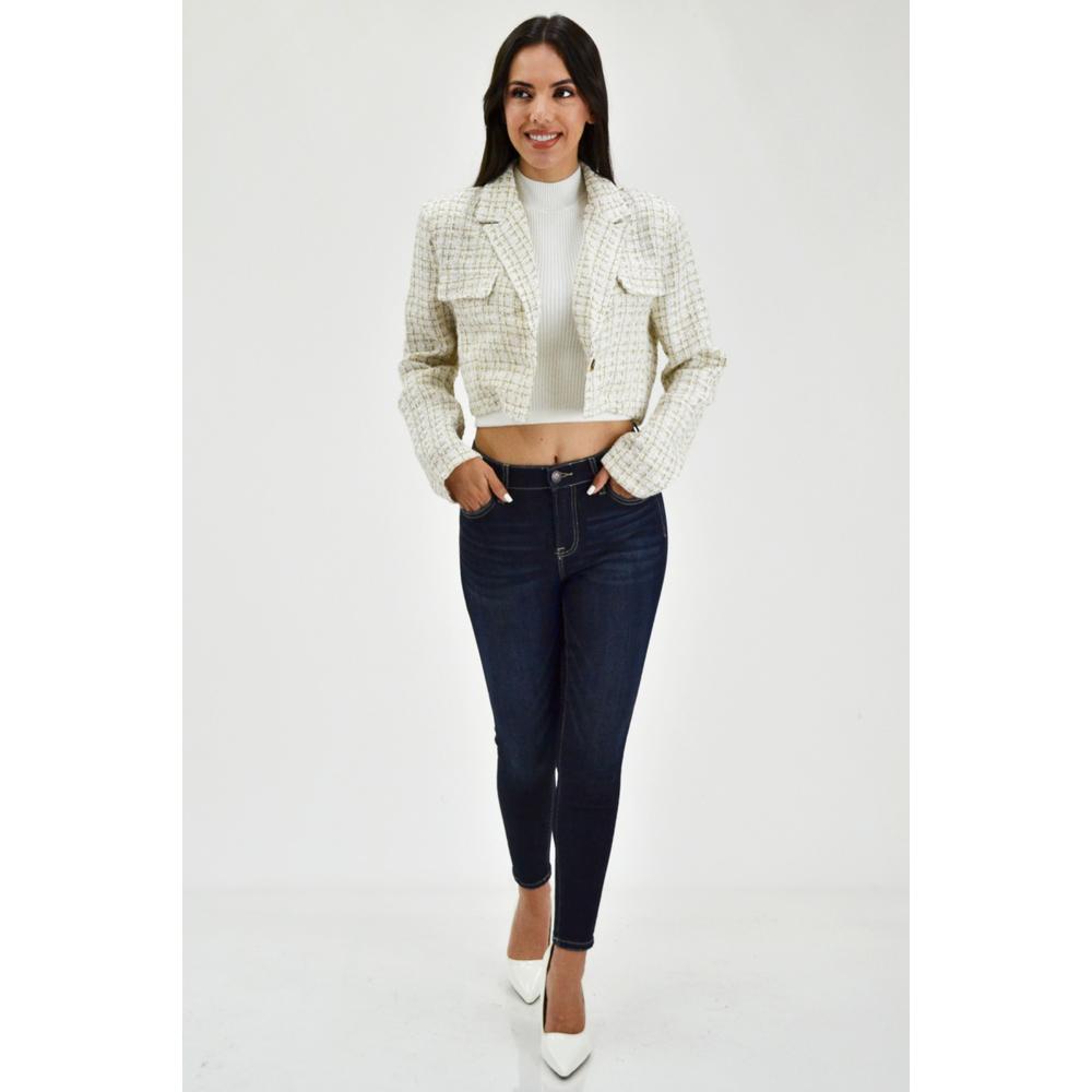 Foto 7 pulgar | Chaqueta Tipo Chanel Roman Fashion CH-JIR-8001 Blanco