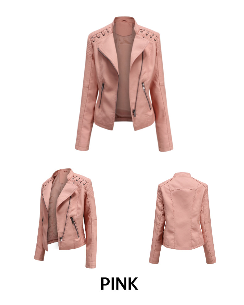 Foto 3 pulgar | Venta Internacional - Chaqueta De Cuero Mujer Sintético - Rosa Xl